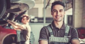 Mechanic Working on Auto Repair Service